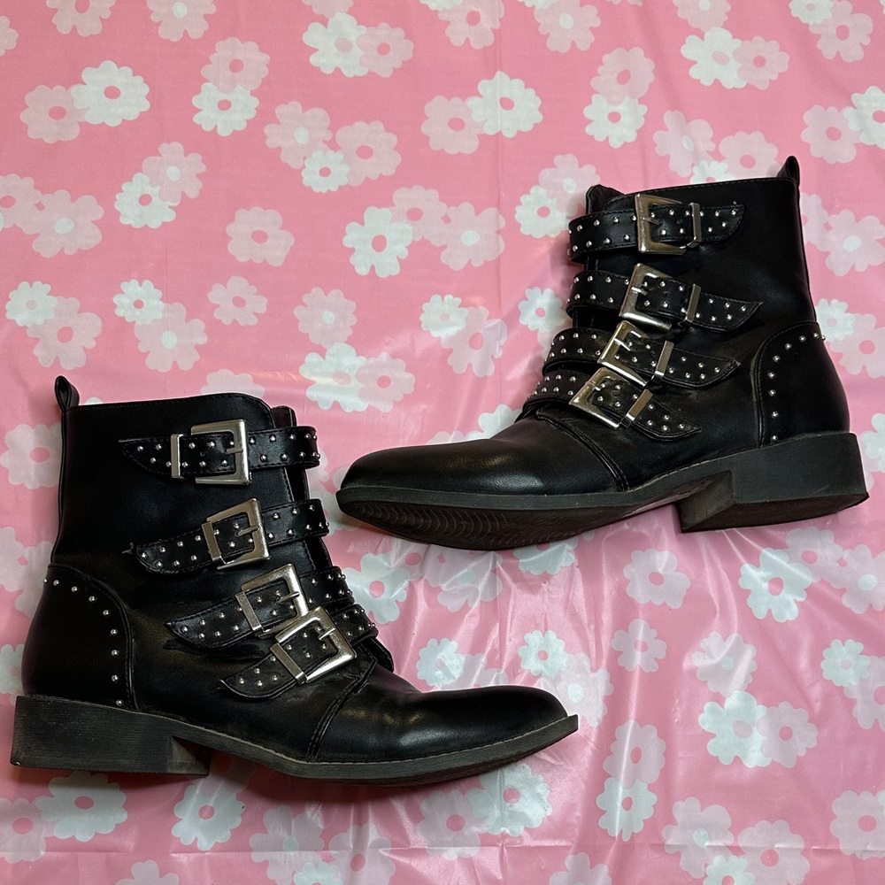 Stylish Black Buckle Ankle Boots